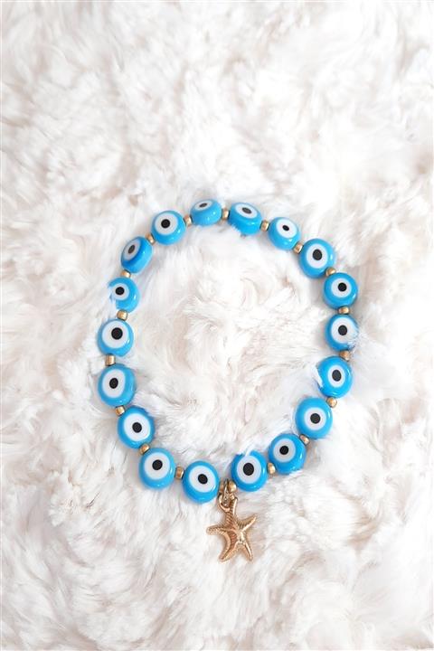 Lotus Hediye Mavi Nazar Boncuklu Halhal