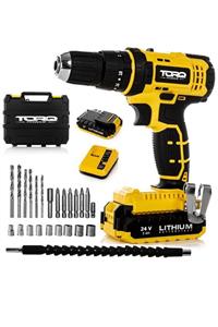 TORQ POWER Sx-2450 Darbeli Şarjlı Matkap Metal Şanzuman Çift Akülü 24 Parça Set