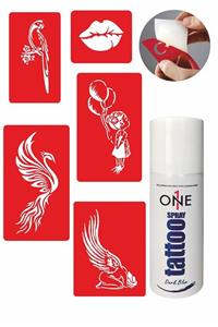 ONE SPRAY TATTOO Melekler Korusun Dövme Seti Dark Blue Sprey ve 5 Desen 7713525