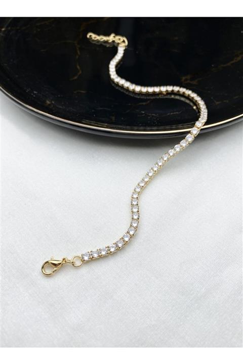 fmaccessoriess Zirkon Taşlı Gold Renk Çelik Halhal