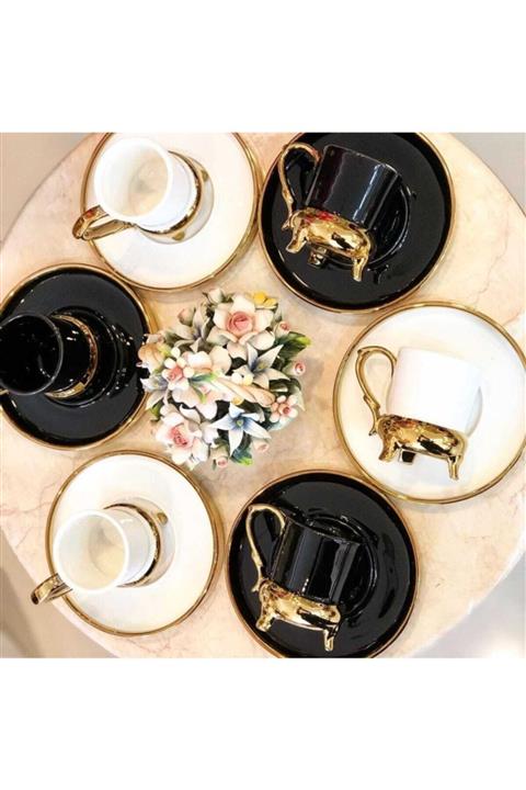 Arow  Dubai Ayaklı Renkli  Kahve Fincan Takımı 6 'lı