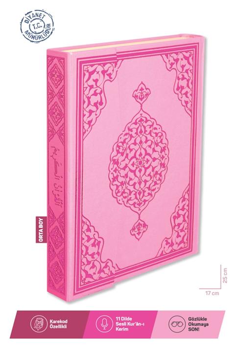 Merve Yayınları Kuranı Kerim Bilgisayar Hatlı Pembe Renk Orta Boy -