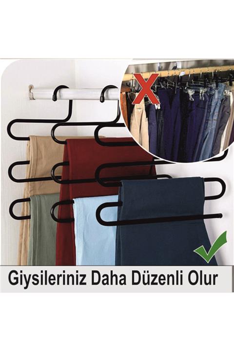 biray home Pantolon Kravat Şal Eşarp Askısı 5 Katlı Dolap Içi Siyah Metal
