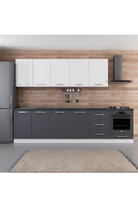 Minar 300 Cm Mutfak Dolabı Beyaz Antrasit 300-a4