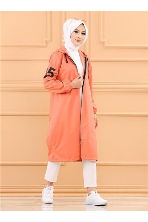 TOFİSA Kapüşonlu Spor Trençkot - Turuncu -