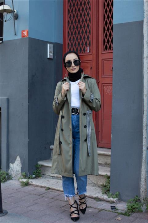 BURCU TESETTÜR Kazayağı Trençkot An7427-1