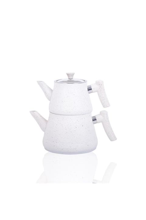 Bayev Bakalit Saplı Granit Çaydanlık-Beyaz