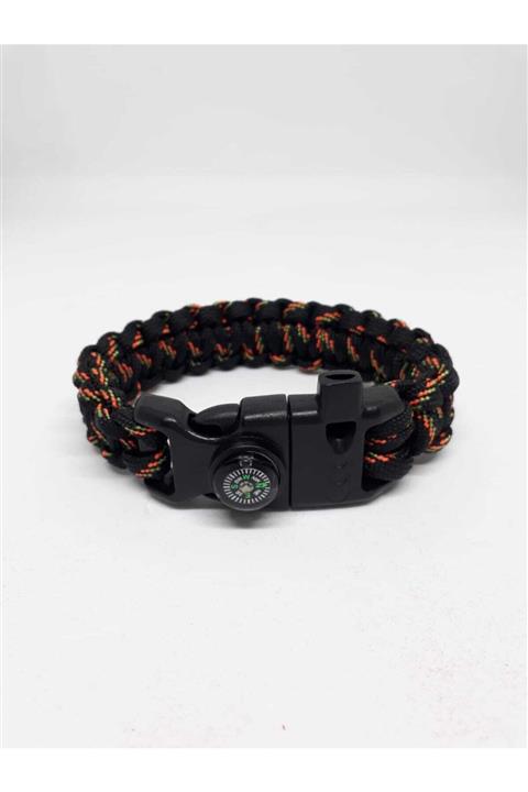 Asperas Grup Siyah Karışık Paracord Survival Bileklik