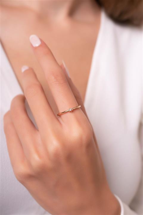 Eva Jewelry Yıldız Model Ayarlanabilir 14 K Rose Altın Kaplama Kadın Eklem Yüzük