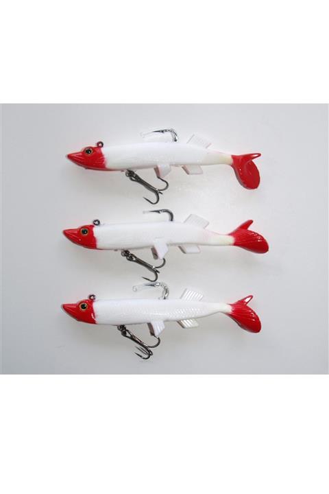 SASA 3 Adet Kırmızı Beyaz Turna Silikon 12 Cm 22gr