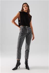 TRENDYOLMİLLA Siyah Yüksek Bel Mom Jeans TWOAW22JE0477