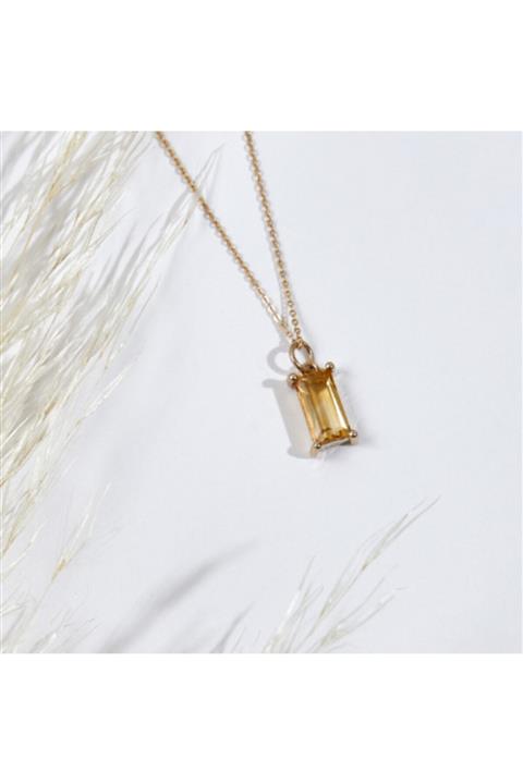 Studio D'oro Sitrin Baguette 14k Altın Kolye