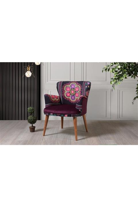 Özel Yapım Mürdüm Hawana Etnik Desen Berjer