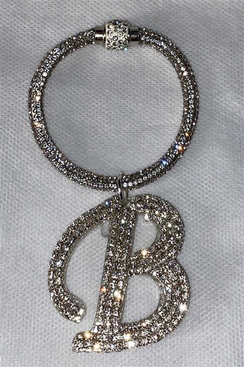 Arabasına Aşıklar Kulübü Swarovski Taşlı Bileklik Anahtarlık B Harfli