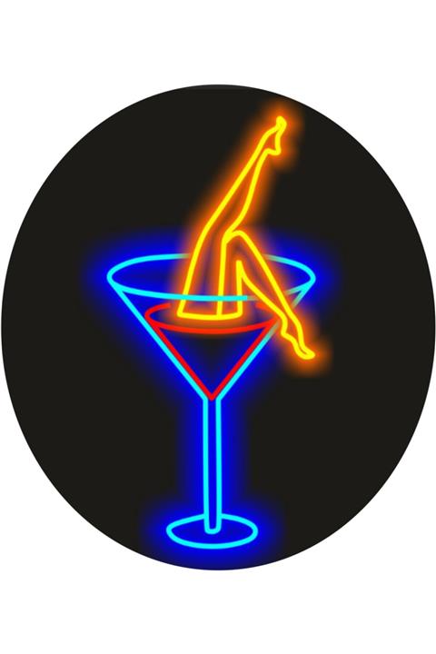 euroneon Neon Led Koktyl Bardağı Dekoratif Işıklandırılmalı Figürü
