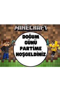 Parti Seza Minecraft 120*90 cm Branda Iyiki Doğdun Afişi