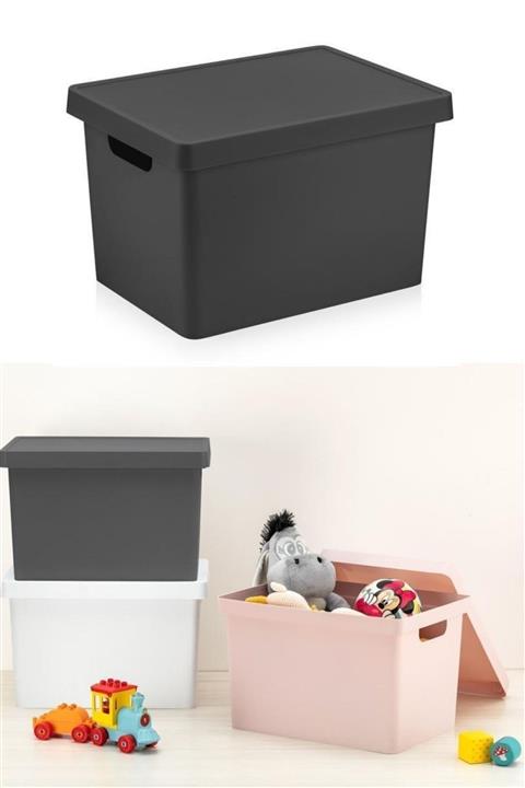 Bi' Home 17 Lt. Dikdörtgen Kapaklı Kutu Antrasit