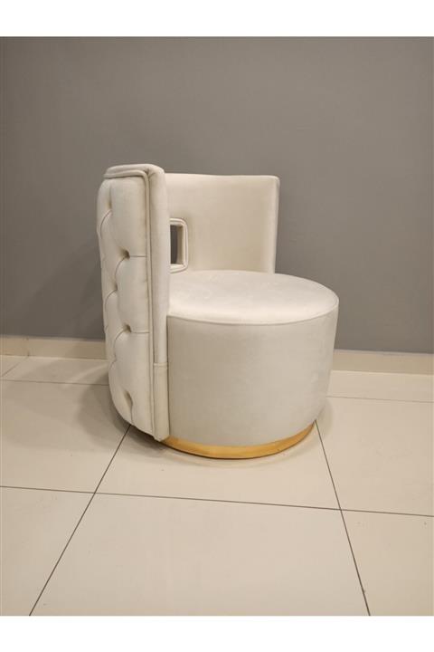 ERİZA 360 Derece Döner Makyaj Sandalyesi (Kırık Beyaz)