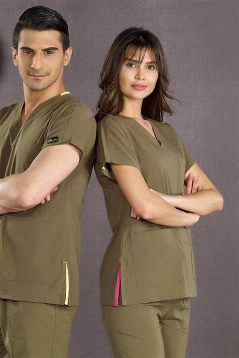 ÇİZGİ MEDİKAL Haki Yeni Likralı Greys Takım (Özel Kumaş)