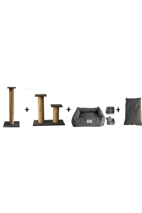 Hesaplı Pet Dev Kedi Tırmalama Tahtası 80cm+Yumuşak Kedi Yatağı+2'li Tırmalama Tahtası+Box Minderi