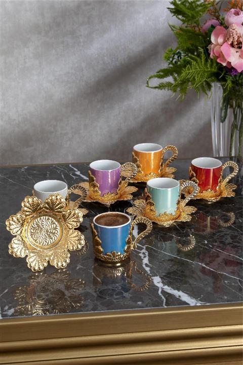 Doreline Damla Desenli Türk Kahvesi Seti 6 Lı