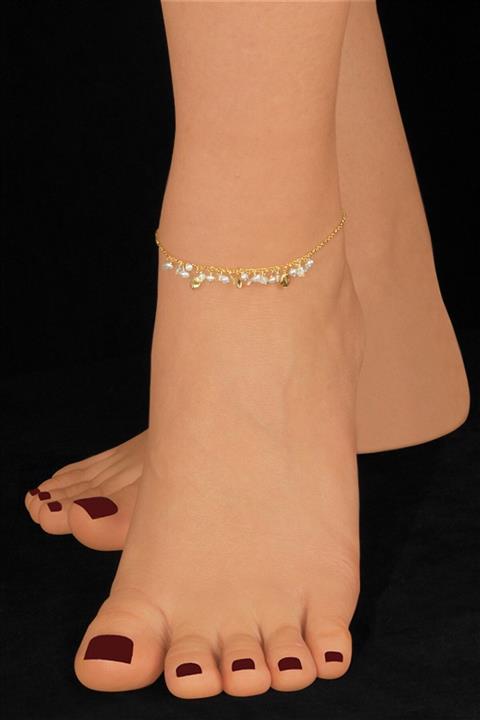 Ziu Kadın Gümüş Halhal 925 Ayar 3,1 Sarı Beyaz Taşlı