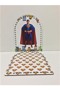 uv arts Superman Baskılı Ahşap  Sırt Çantası Plakası 20x25 cm