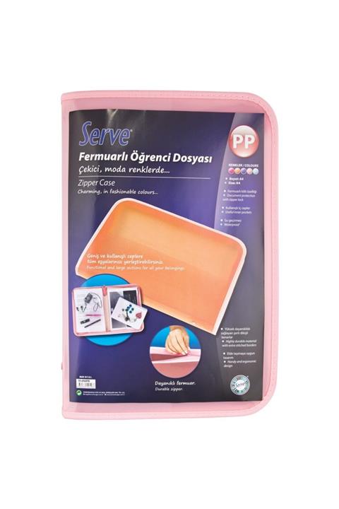 Serve Fermuarlı Öğrenci Dosyası - Pembe