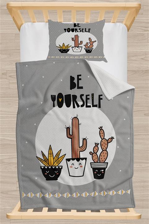 Osso Halı Else Iskandinav Kaktüsler Çiçekli Desenli  Tek Kişilik Çocuk Pike Takımı