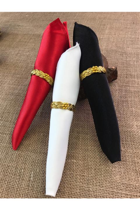 Fancyagnes Altın Güpür Boncuklu Peçete Yüzüğü Halkası 12 Kişilik