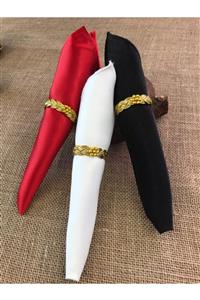 Fancyagnes Altın Güpür Boncuklu Peçete Yüzüğü Halkası 12 Kişilik