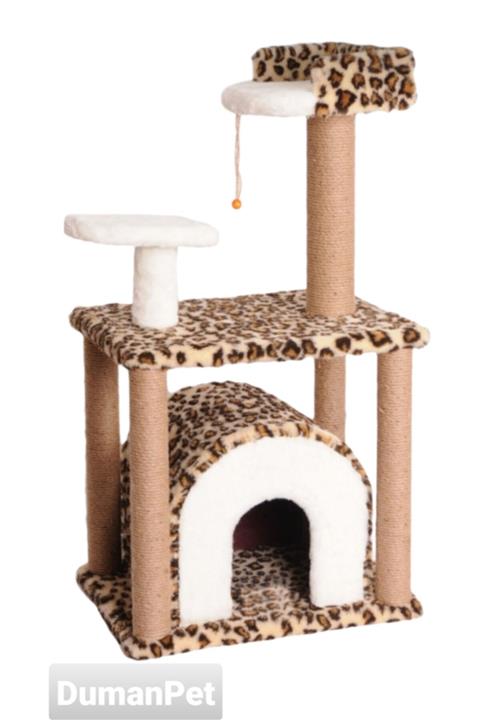 Dumanpet Tırmalama Kedi Evi 105x55x40cm [yataklı] [e-2] Leopar