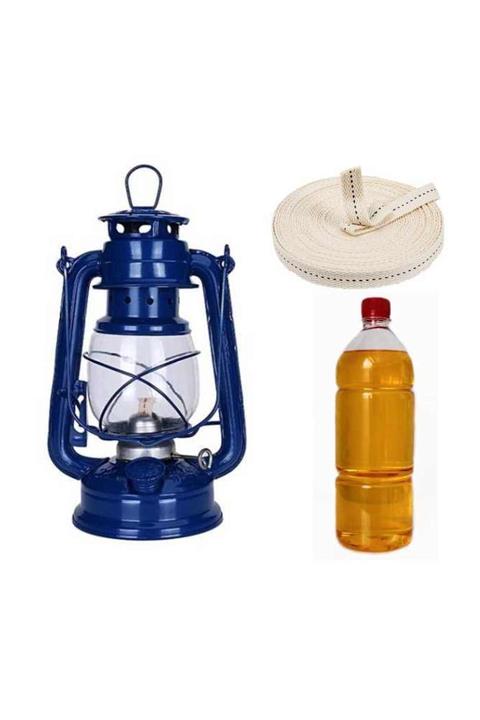 Vipfırsat Mavi Klasik Gemici Lambası 24 Cm Orta Boy 500 Ml Kandil Yakıtı 1 M Fitil