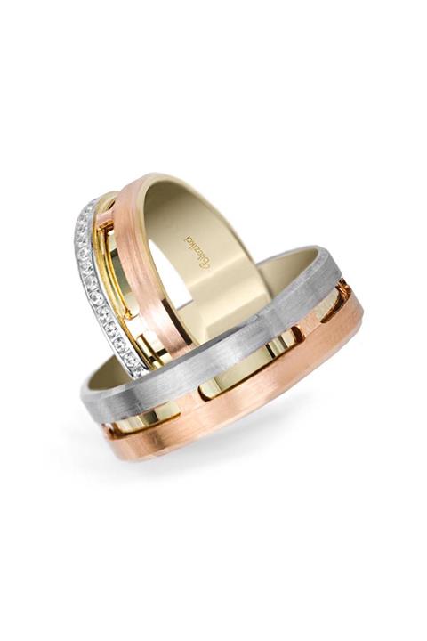 Bilezikci Rose Beyaz 14 Ayar Alyans Takımı