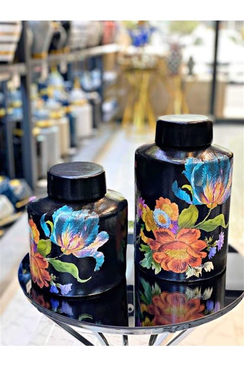 Şirin Hobi Dünyası 2 Li Seramik Kavonoz Vazo