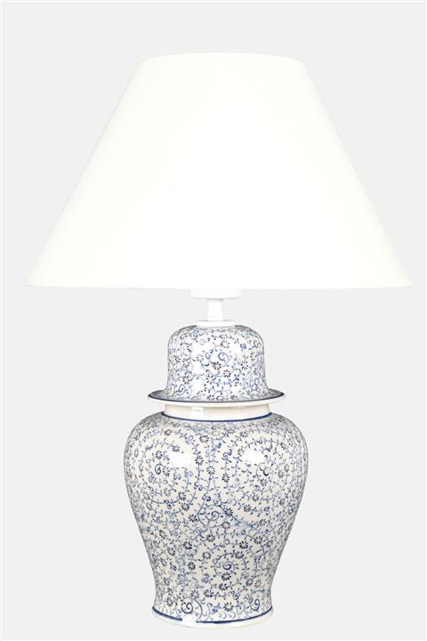 Qdec Bleu Blanc Şah Vazo Abajur Haliç K.beyaz