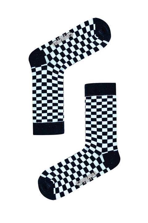 CARNAVAL SOCKS Siyah Beyaz Dama Desenli Renkli Çorap