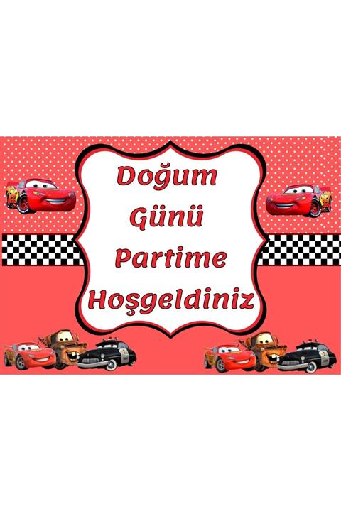 Parti Seza Cars Şimşek Mcqueen 120*90 Cm Bıranda Iyiki Doğdun Afişi