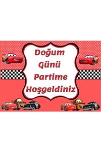 Parti Seza Cars Şimşek Mcqueen 120*90 Cm Bıranda Iyiki Doğdun Afişi