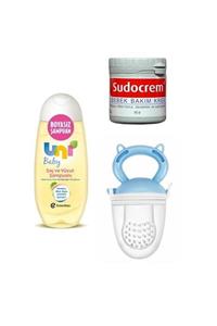 Uni Baby Günlük Kullanıma Uygun Saç Ve Vücut Şampuanı 200 ml+ Sudocrem Bakım Kremi 60 gr+ Meyve Süzgeci Mavi