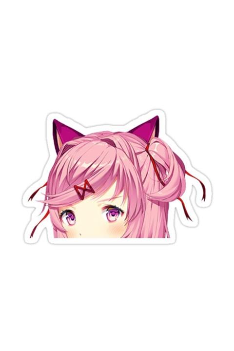Universal Nekomimi Doki Doki Peeker - Nekomaid'i Gözetleyen Anime Kız Belirir. Sticker 15 Cm