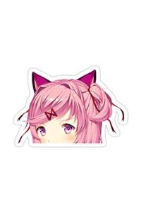 Universal Nekomimi Doki Doki Peeker - Nekomaid'i Gözetleyen Anime Kız Belirir. Sticker 15 Cm