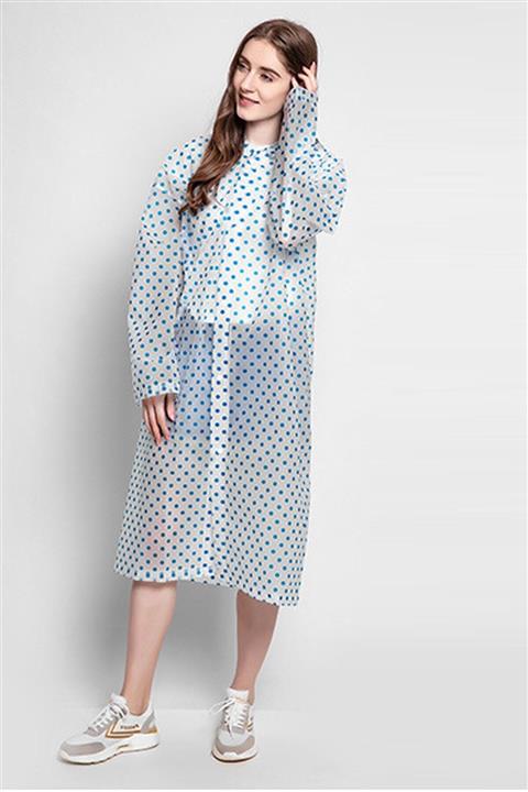 indirimsepeti Kadın Mavi Puantiyeli Yağmurluk