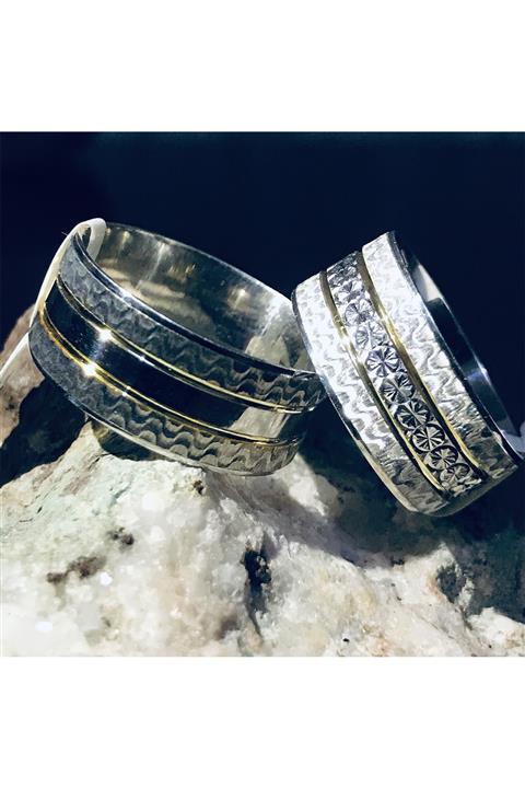 Gumush Gümüş Puntalı Çift Alyans