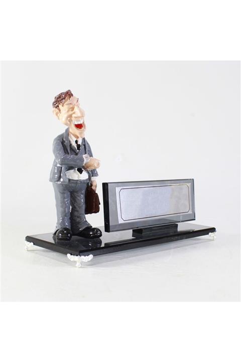 Art Online Iş Adamı Biblolu Cam Masaüstü Isimlik - Emlakçı Biblolu Isimlik – Ofis Masaüstü Isimlik - Emlakçı