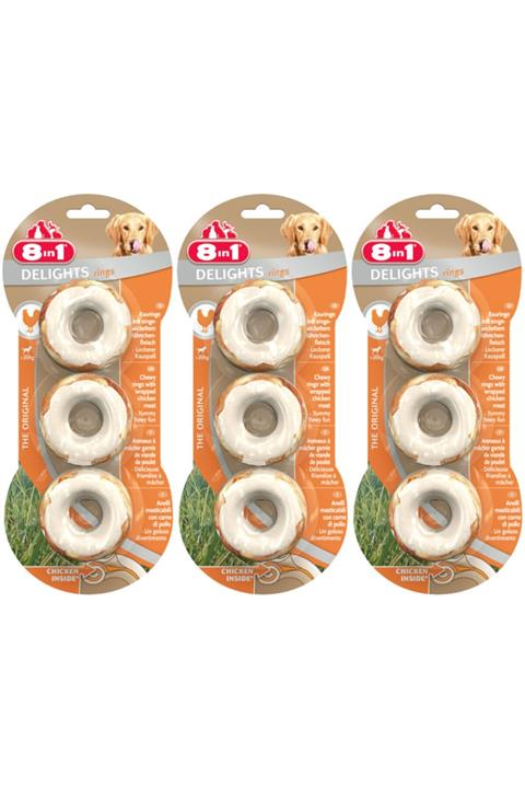 8in1 Delights Rings Köpekler Için Tavuklu Ağız Bakım Kemiği 3’lü Paket X 3 Adet