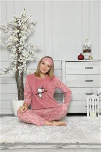 Akasya Kadın Uzun Kollu Alt Polar Üst Welsoft Kışlık Pijama Takımı 1621