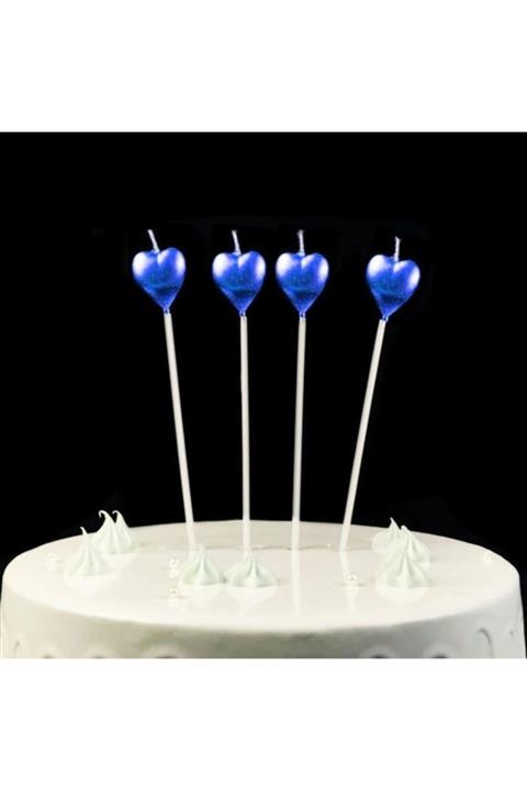 EvimShopping Çubuklu Metalize Kalp Mum 4 Adet