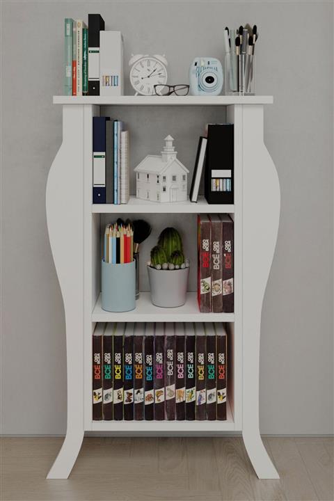 Platinreyon Modern Lukens Ayak Mini Kitaplık Dekoratif Kitaplık Beyaz