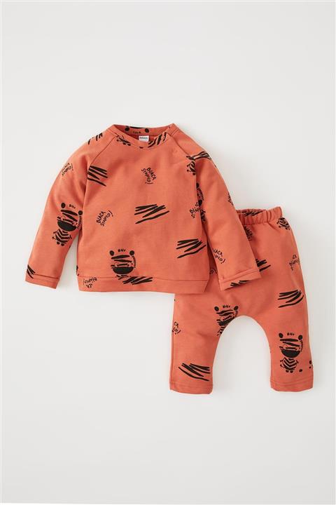 DeFacto Kız Bebek Zebra Desenli Uzun Kollu Içi Yumuşak Tüylü Isı Yalıtımlı Warmtech 2'li Takım